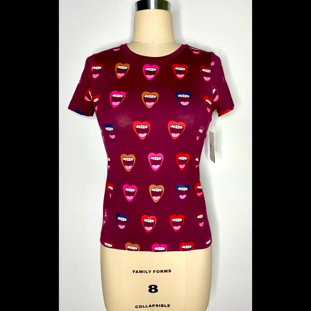 Juicy Couture Black Label All Over Lip Print Baby Tee